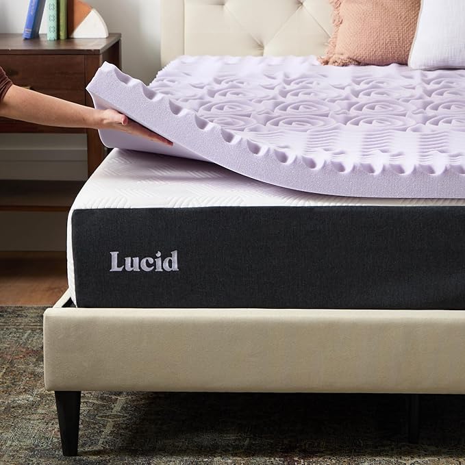 LUCID Zoned Memory Foam Mattress Topper, Queen, Lavender