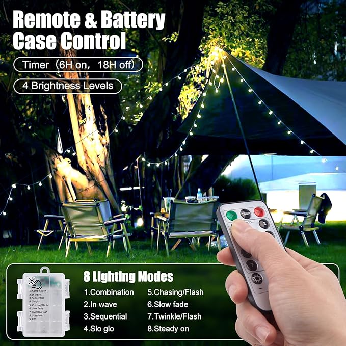 Globe String Lights Battery Operated - 21 Feet 60 Led Twinkle Fairy Lights, 8 Modes with Remote Mini Globe Lights for Indoor Outdoor Bedroom Party Wedding Garden Christmas Tree Decor, Pure White