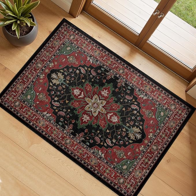 RELEANY Washable Area Rug, Small 2'x4', Water Repellent, Pet Friendly, Vintage by RELEANY