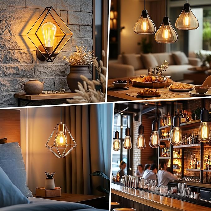 Brightown 6 Pack LED Edison Light Bulbs, 6W, Equivalent 60W, High Bright 2700K Warm White,750 Lumens, Non-Dimmable, E26 Base ST58 Antique Filament Bulbs with 80+ CRI for Ceiling Fan Bathroom Porch