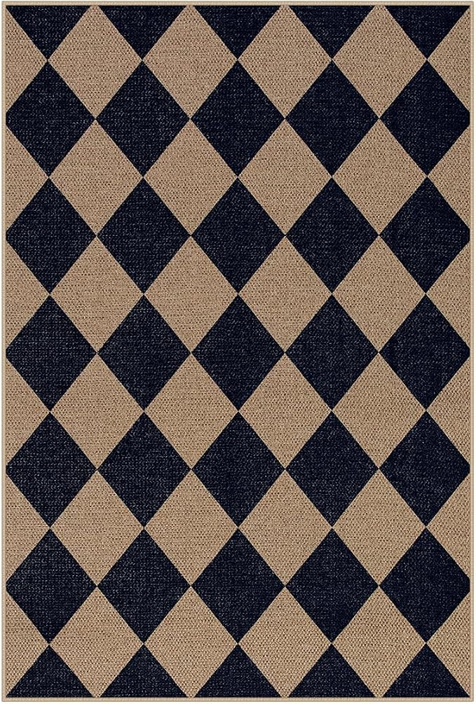 Lahome Checkered Easy Jute Front Door Mat, 2x3 Kitchen Outdoor Rug Washable | - Image 8