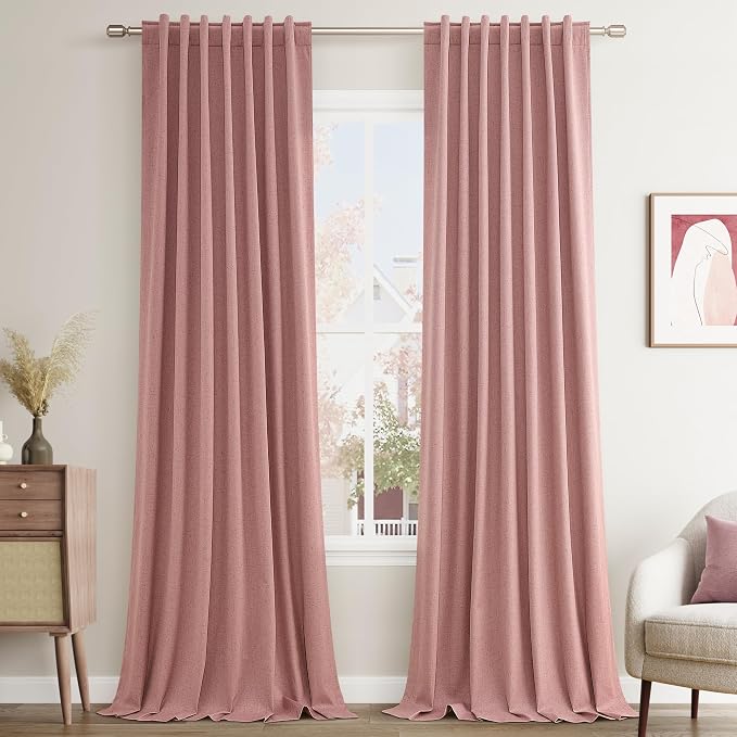 100% Blackout Curtains 96 Inch Length 2 Panels Set by Guken