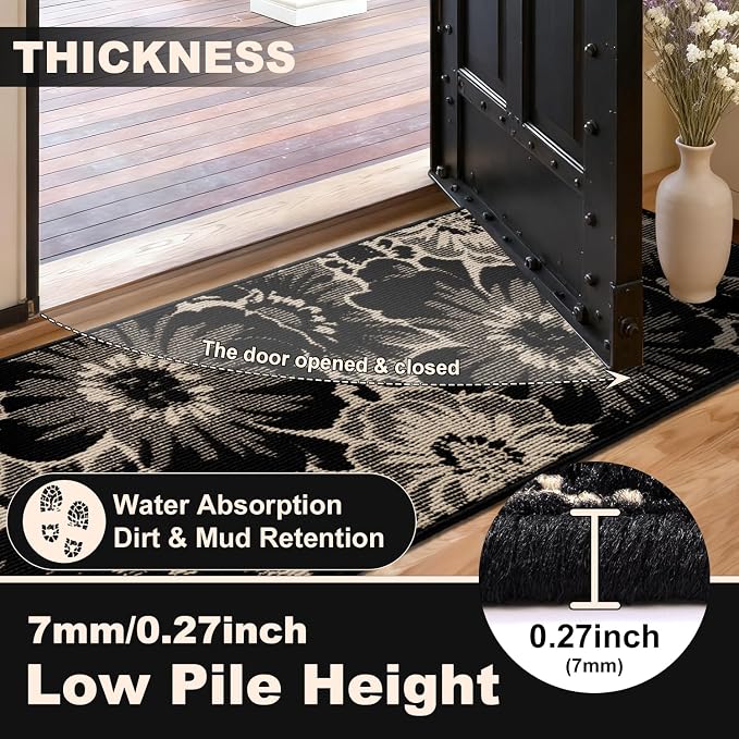 Findosom Hallway Runner Rug 3x10, Non Slip High-Low Textured Floral Washable - Image 7
