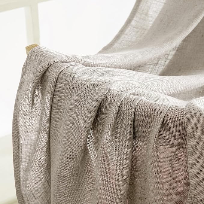 MIULEE Burlywood Birch Linen Curtains 52x45 Inch Long 2 Panels - Image 6