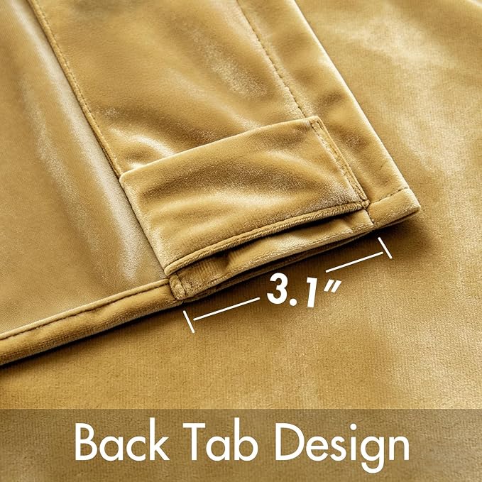 MIULEE Velvet Curtains 52x90 inches 2 Panels Gold Blackout Curtains | Luxury - Image 3