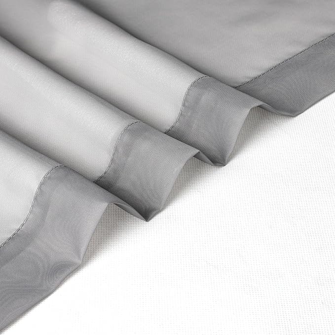 Charcoal Grey Sheer Curtains 14 Inch Length 2 Panels Set, Light Reducing Short - Image 9