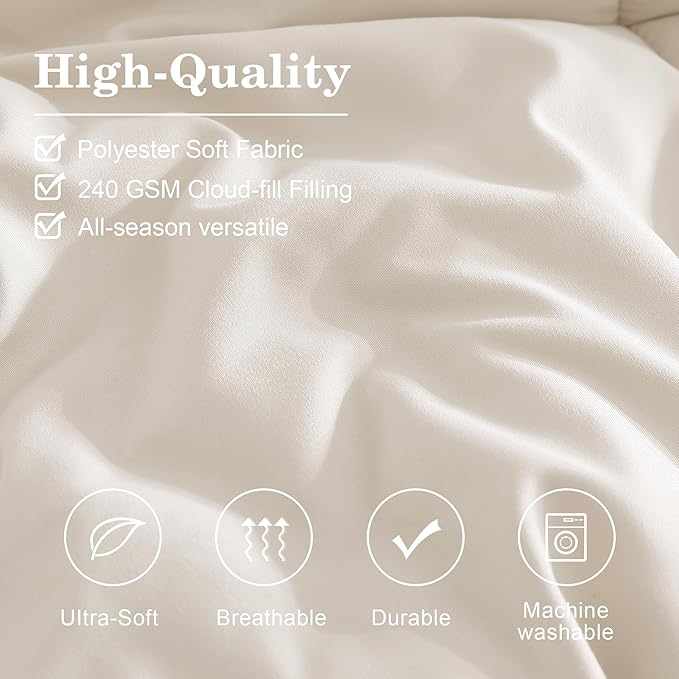 Monbix California King Size Comforter Set - 7 Pieces Bed in a Bag California King, White Bedding Sets with Comforter, All Seasons Down Alternative Comforter Bed Set with Sheets, Pillowcases & Shams
