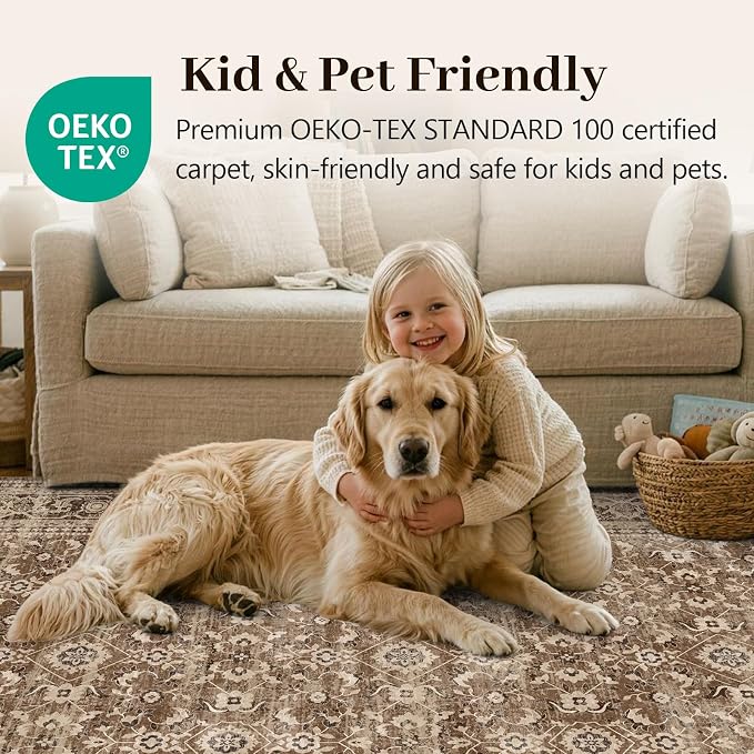 4x6 Ft Area Rugs for Living Room, Soft Non-Slip Machine Washable Rug, Vintage - Image 6