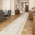 Washable Runner Rug 2.5x16, Non-Slip Long Kitchen Rugs, Cream/Beige | Vintage by Restydon