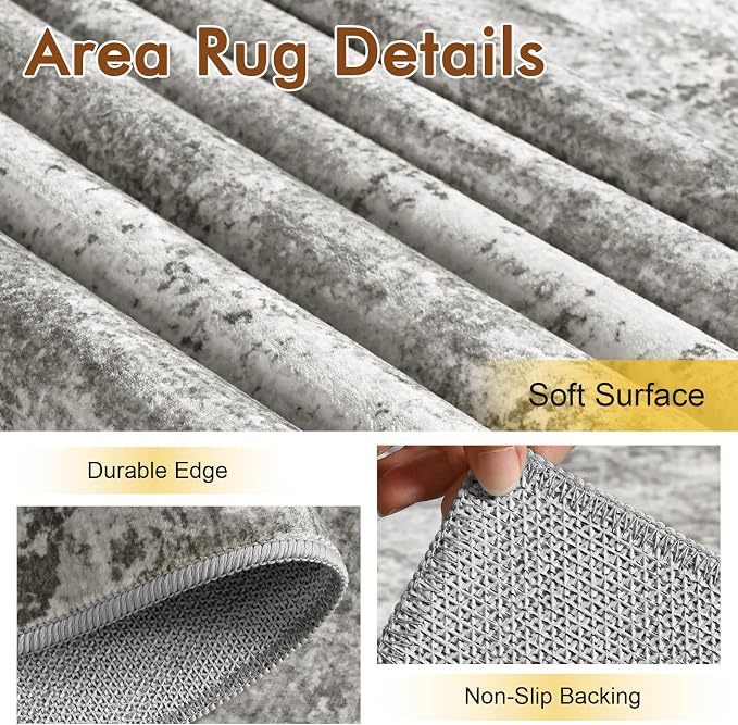 4x6 Ft Abstract Area Rugs for Living Room, Soft Non-Slip Modern Washable Rugs - Image 6