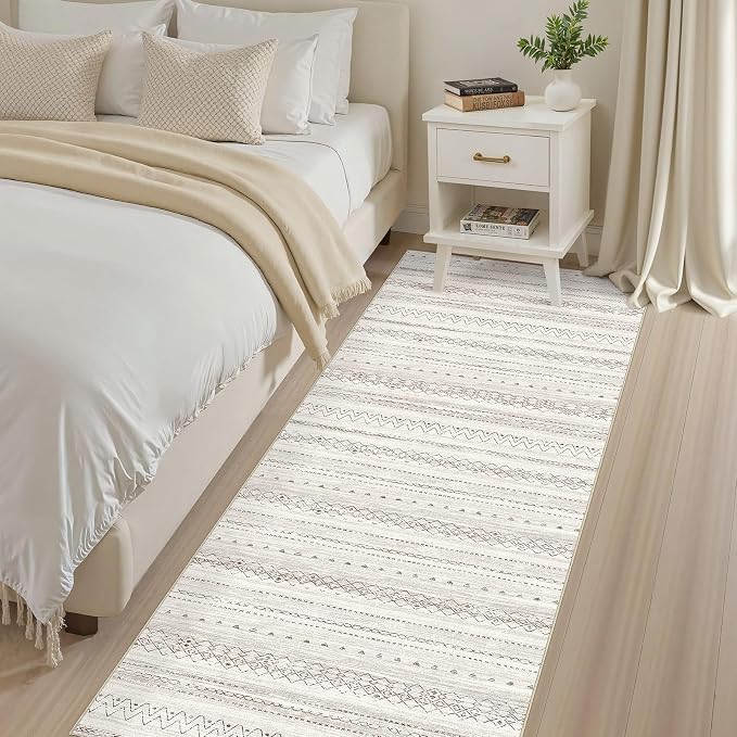 cotiled Hallway 2.6x8 Runner Rugs Washable Boho Rug Brown | Stain Resistan - Image 4