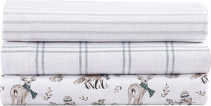 Eddie Bauer - Full Sheets, Cotton Flannel Bedding Set, Brushed For Extra Softness, Cozy Home Decor (Woodland Friends, Full)
