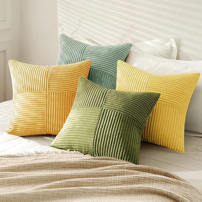 MIULEE Boho Farmhouse Spring Decorative Throw Pillow Covers 18x18 Inch 4 Packs - Image 4