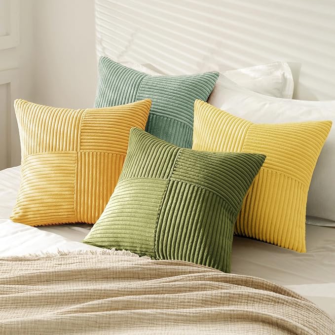 MIULEE Boho Farmhouse Spring Decorative Throw Pillow Covers 20x20 Inch 4 Packs - Image 5