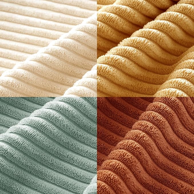 MIULEE Soft Corduroy Decorative Throw Pillow Covers Teal-Rust 16x16 | Set of 4 - Image 6
