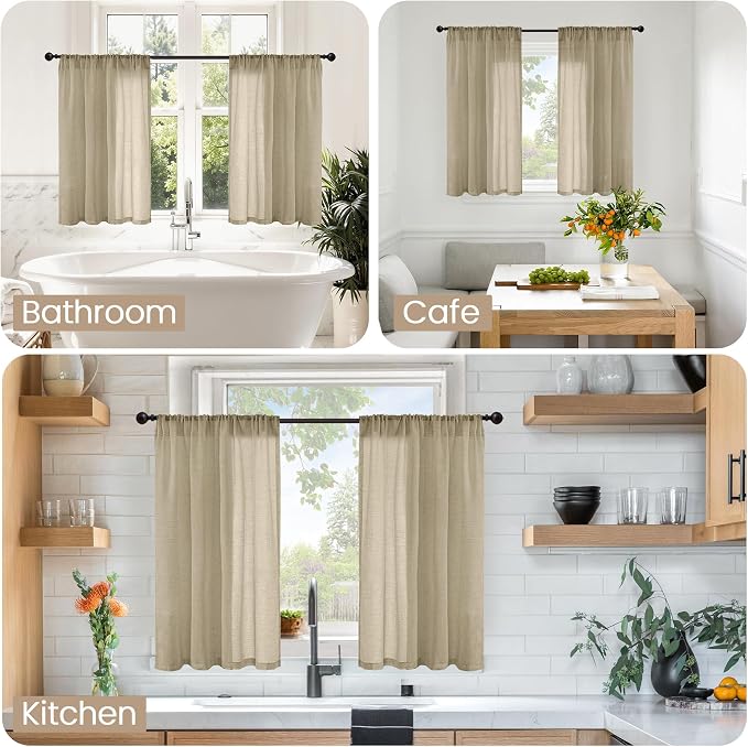 BGment Short Linen Curtains 40 Inches Long - Image 2