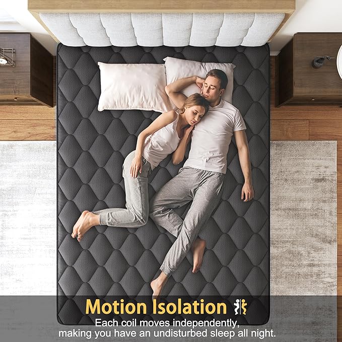 King Mattress, 10 Inch Hybrid Mattresses Euro Top Medium Firm for Back & Lumbar Support, 100 Night Trial, Individual Pocket Spring Bed for Motion Isolation & Pressure Relief