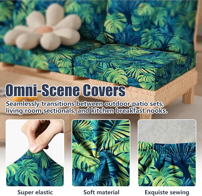 8Pcs Outdoor Cushion Covers, Stretch Patio Furniture Couch Chair Slipcovers | - Image 4
