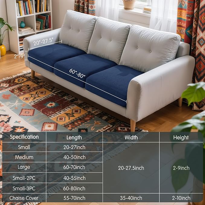 Hokway Stretch Couch Cushion Covers, 3 Piece Individual Sofa Cushion - Image 3