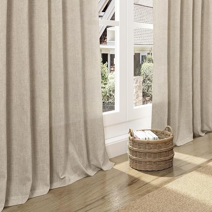 Taupe Burlywood Linen Curtains for Living Room 98 Inches Long Light Filtering - Image 5