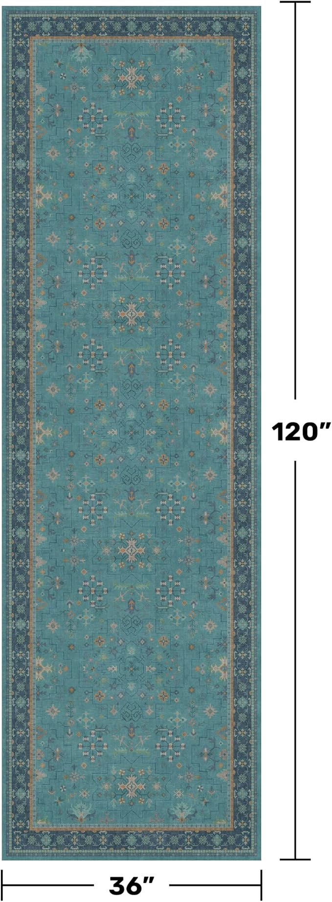 Teal 10ft Long Hallway Runner Rug - Image 2
