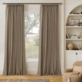 Latte 90 Inch Pinch Pleated Blackout Linen Curtains by Twodrapes