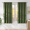 NICETOWN Froest Green Faux Linen Room Darkening Rod Pocket Curtains 63 inch by NICETOWN