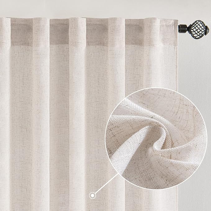 MIULEE White Linen Curtains 52x84 Inch by MIULEE