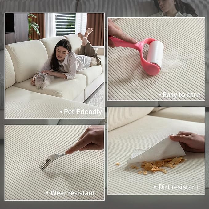 OHSIO Sectional Couch Covers, Wear Resistant Stretch Sofa Covers Washable Soft - Image 3