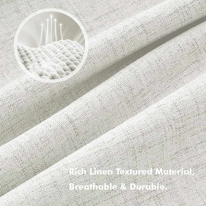 MIULEE 100% Blackout Linen Curtains 42 x 63 Inch Light Beige 2 Panels | Thermal - Image 3