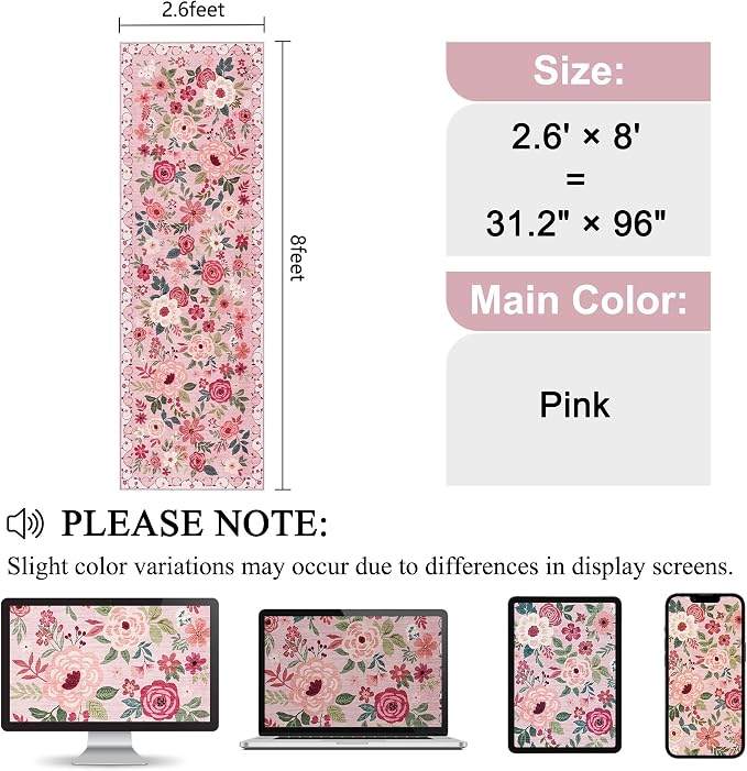 DUKINO 2.6x8 Runner Rug, Washable Runner Rug - Image 2