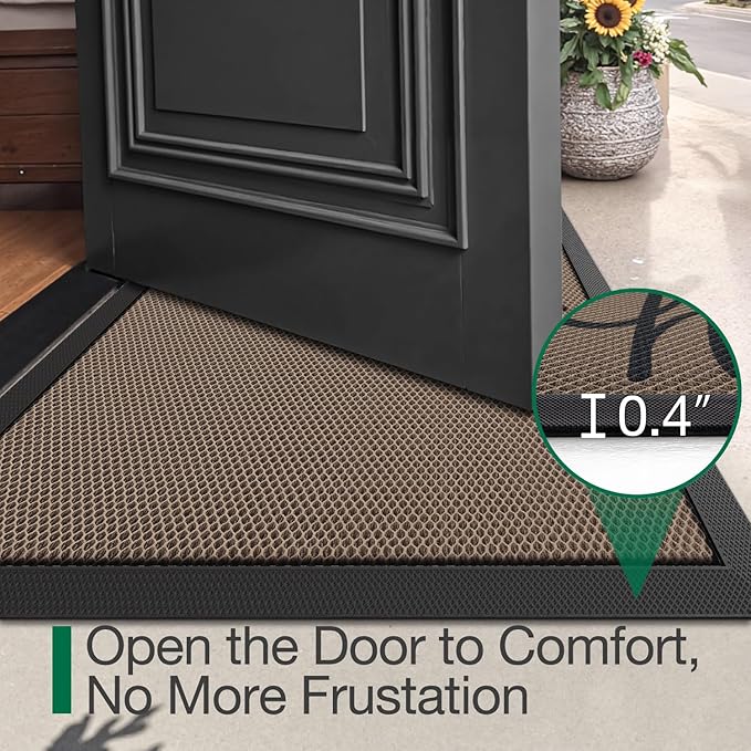 LUMI Outside Welcome Door Mat 36x59, Non-Slip Durable Rubber Easy Clean | Hello - Image 3