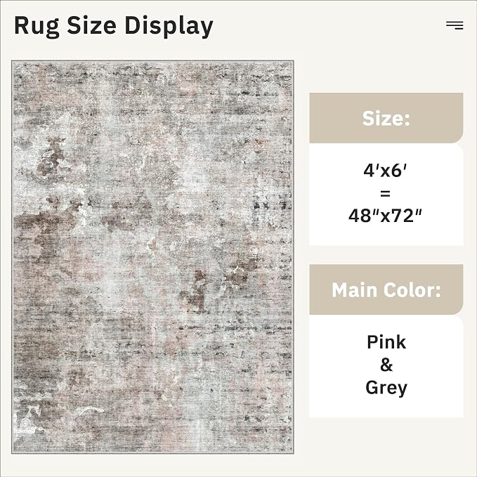 Soalmost Abstract 4x6 Area Rug Washable Rugs - Image 5