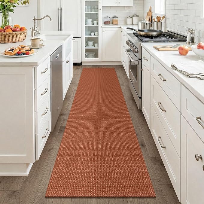 KOZYFLY Orange Runners for Hallway 2x8, Washable Runner Rug, Woven Non Slip - Image 2