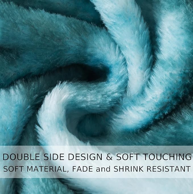Fuzzy Blanket Queen Size - Teal, Soft and Comfy, Plush and Furry Faux Fur, Reversible Queen Blankets for Queen Full Bed, 90x90 Inches,Teal