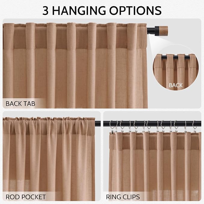 Peach Linen Curtains 84 inches Long - Image 2