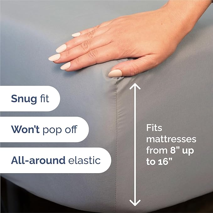 King Sheets Set 6 Piece - Includes 4 Pillowcases - Bed Sheets King Size - Soft Hotel Luxury Bedding - Cooling, Comfy, Cozy & Breathable - 1 Flat & 1 Fitted & 4 Pillowcases w/ Deep Pockets - Steel Blue