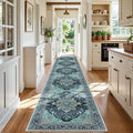 RELEANY Washable Area Rug, Runner 3'x20', Teal | Non-Slip, Water Repellent by RELEANY