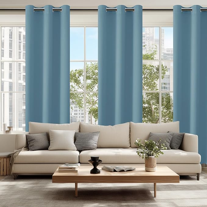 Blackout Curtains for Bedroom, 42 x 84 Inches, Stone Blue, 2 Panels | Thermal - Image 6