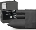 100% Organic Cotton Twin Sheets Set, 300TC Sateen Weave 3 PC Twin Bed Sheets, Fully Elasticated Sheet & Pillowcase Sets, Soft & Comfy No Lint Machine Washable Grey Sheet, Fade Resistant – Charcoal