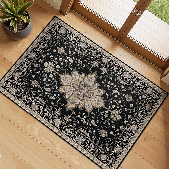 RELEANY Washable Area Rug, Small 2'x3', Water Repellent, Pet Friendly, Vintage by RELEANY