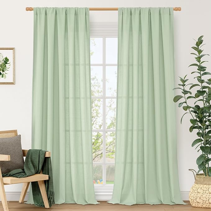 Light Filtering Linen Curtains 84 Inch by LAMIT