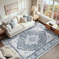 RELEANY Washable Area Rug, Water Repellent, Pet Friendly, Vintage Floral Boho by RELEANY