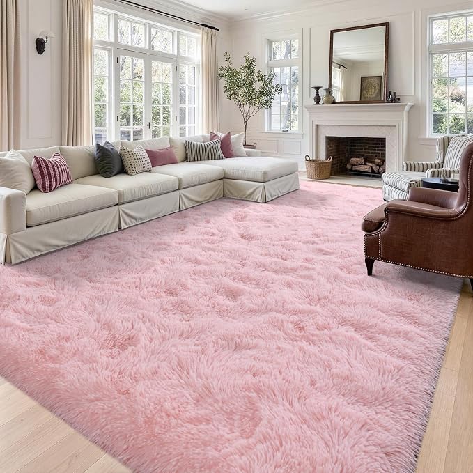 Noahas 8x10 Extra Large Pink Fluffy Soft Area Rug Non-Slip - Image 2