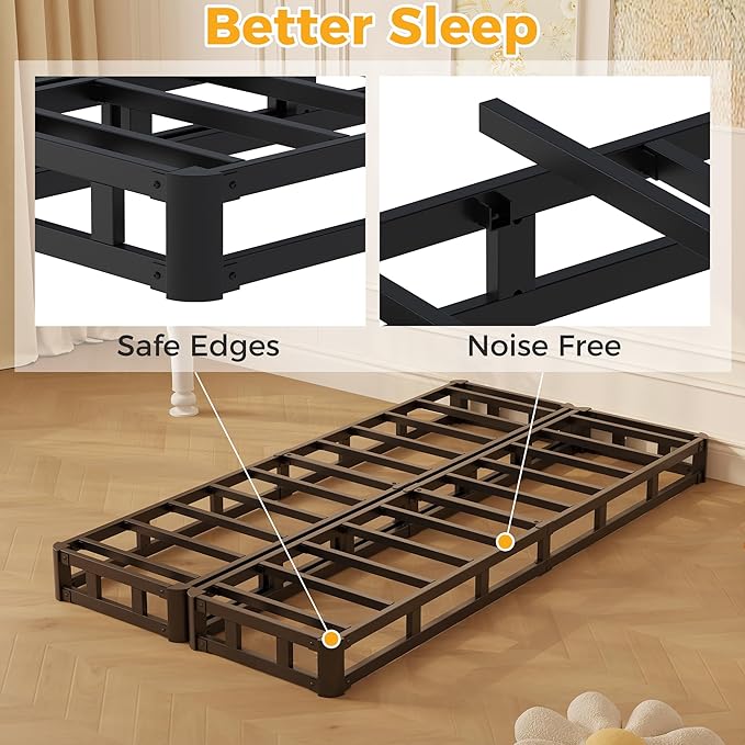 Split Twin XL Box Spring 5 Inch, Easy Assembly Bed Foundation, Heavy Duty Low Profile XL Twin Box Spring with Fabric Cover, Noise Free