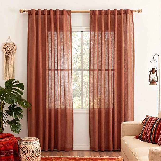 MYSKY HOME Terracotta Curtains for Bedroom Living Room 84 Inches Long Light - Image 3