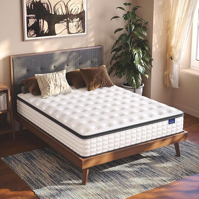 Vesgantti Twin XL Mattress, 12 Inch Hybrid XL Twin Mattress in a Box, Extra Long Pillow Top Twin Mattresses, Gel Memory Foam and Pocket Coils Innerspring Mattresses, Medium Firm Plush Feel