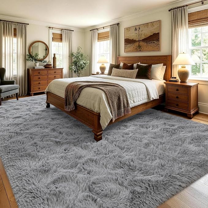 10x14 Extra Large Grey Fluffy Area Rug Non-Slip - Image 4