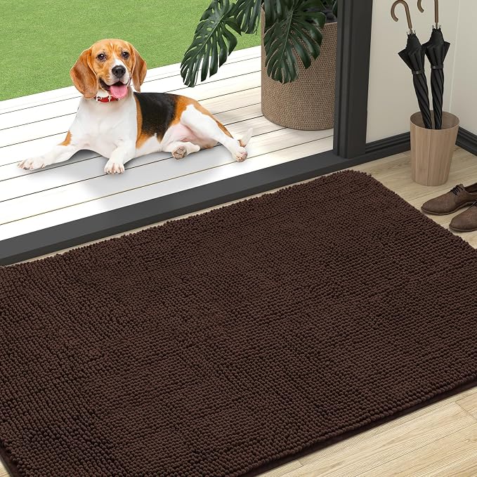 OLANLY Dog Door Mat for Muddy Paws 47x32, Super Absorbent Chenille Mud Mat | by OLANLY