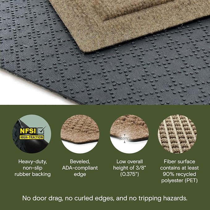 WaterHog Squares Front Door Mat Indoor Outdoor Entrance, All-Weather Mats | - Image 3